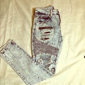 Paint splat Moto biker jeans